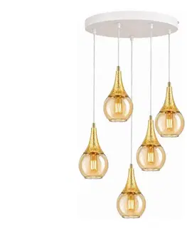 Svietidlá Keter Lighting Luster na lanku LACRIMA WHITE 5xE27/60W/230V pr. 45 cm 2327