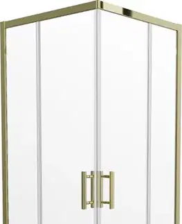 Vane MEXEN/S - Rio sprchovací kút štvorec 80x80, transparent, zlatá + biela vanička so sifónom 860-080-080-50-00-4010G