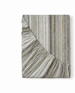 Plachty Kvalitex Bavlnené napínacie prestieradlo sprúžkami, šedo-béžové, 100 x 200 cm, 100 x 200 cm