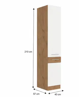 Kuchynské horné skrinky KONDELA Vega 40 DK-210 2F P potravinová skriňa dub lancelot / biely vysoký lesk