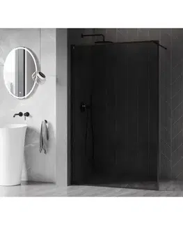 Sprchové dvere MEXEN/S - Kioto-F Sprchová zástena WALK-IN s rámom 70 x 202, grafit 8 mm, čierna 800-070-104-70-40