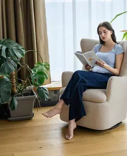 Kreslá KONDELA Maren relaxačné otočné kreslo sivobéžová
