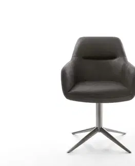 Jedálenské stoličky DELIFE Otočná jedálenská stolička Pejo-Flex mikrovlákno antracit vintage podstava grafit 360° otočný hojdacia funkcia vrecková pružina