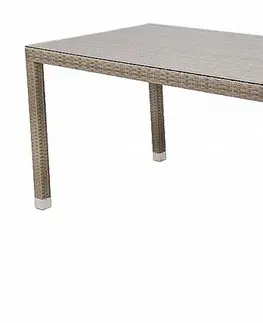 Stolčeky DEOKORK Záhradný ratanový stôl NAPOLI 160x80 cm (sivo-béžová)