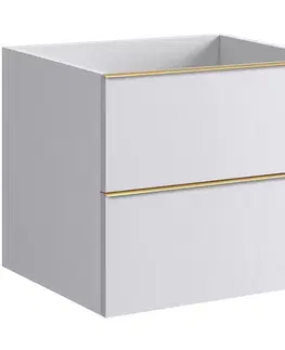 Kúpeľňový nábytok CERANO - Kúpeľňová skrinka pod umývadlo s úchytkou Velora - biela matná, zlatá úchytka - 69x53x46,5 CER-665020