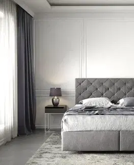 Postele Boxspring DELIFE Boxspring posteľ Dream-Great 160x200 cm mikrovlákno taupe s matracom a topperom