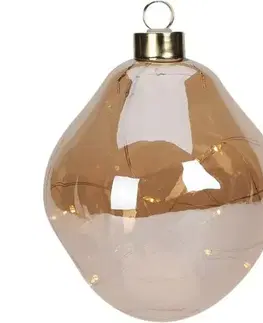 Vianočné dekorácie Vianočná LED ozdoba Organic ball zlatá, 10 cm