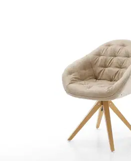 Jedálenské stoličky DELIFE Jedálenská stolička Gaio-Flex mikrovlákno béžová vintage drevená podstava hranatá prírodná