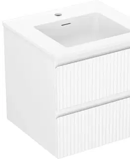 Kúpeľňový nábytok MEXEN/S - Rivel kúpeľňová skrinka 50 cm s umývadlom Otis, 2 zásuvky, reliéf, biela mat 91A20-05047-2-BFF01-W18M01