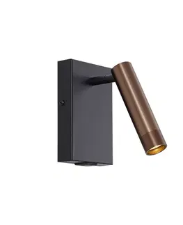 Lampy Moderné nástenné svietidlo čierne s tmavým bronzom nastaviteľné s USB-C - Croft