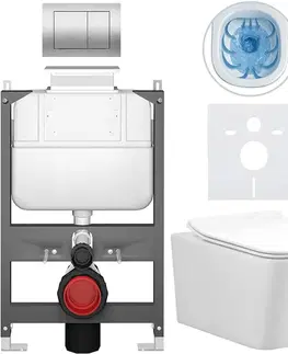 Záchody CERANO - Kompletný WC set Basic/Forte - biela lesklá - WC tlačidlo Maxio/Strieborná - ovládanie zhora - predstenová inštalácia - 51x36 CER-8050BD86130