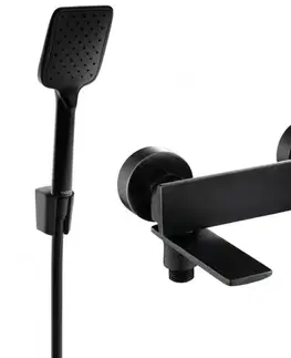 Kúpeľňové batérie MEXEN/S - Zero SET vaňová batéria s príslušenstvom R62, čierna 7113R62-70