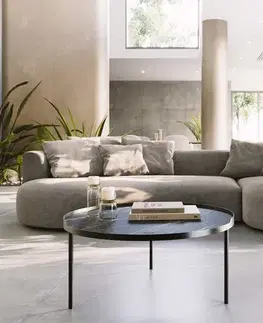 Konferenčné stolíky DELIFE Konferenčný stolík Torell 80x80 cm keramika Laminam®Noir Desir hnedá kovový rám efektová titánová farba