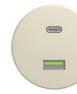 Predlžovacie káble lap - Retro USB zásuvka A+C bez rámčeka béžová B/USB