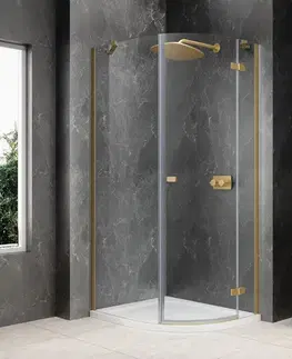Sprchové dvere POLYSAN - GLOBE GOLD MATT štvrťkruhová sprchová zástena 800x1000, číre sklo, pravé GB2810RG