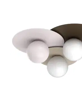 Svietidlá  Stropné svietidlo FLAT 3xE27/15W/230V 55x60 cm béžová/krémová/hnedá 9553