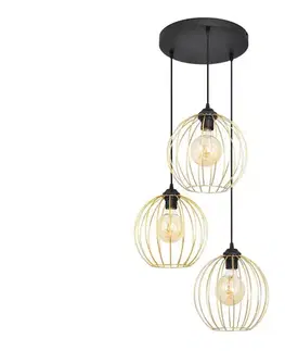 Svietidlá  Luster na lanku MERCURE 3xE27/15W/230V zlatá/čierna W-KD 1388/3 BK-B GO MAT