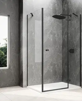 Sprchové dvere POLYSAN - GLOBE BLACK obdĺžniková sprchová zástena 1000x800, číre sklo, pravé GB1010-3215RB