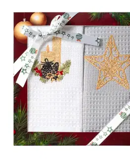 Bytový textil Kuchynské utierky kpl. 2 ks 50x70 cm biely/sivý