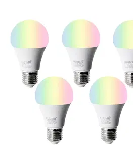 LED osvetlenie Sada 5 ks Inteligentné LED žiarovky E27 A60 matné RGBW 9W 806lm 2700-6500K