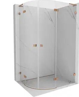 Sprchovacie kúty MEXEN/S - Lunar L sprchový kút štvrťkruh krídlový pravá 100 x 90, transparent, meď kartáčovaná 833L-100P-090L-65-00