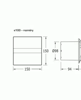 Doplnky do kúpeľne HOPA - Axiálne ventilátory na stenu či do stropu E100 GTH, HYGRO, s časovačom, sklo biele CATA00900200