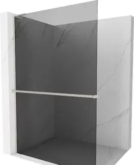 Sprchové dvere MEXEN/S - Kioto+ L Sprchová zástena WALK-IN s poličkou a držiakom uterákov 70 x 200, grafit, nikl kartáčovaná 800-070-123-97-40