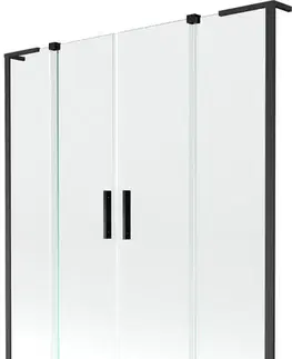 Sprchové dvere MEXEN/S - Velar L Duo dvojkrídlová posuvná vaňová zástena 150 x 150, transparent, čierna 896-150-003-02-70
