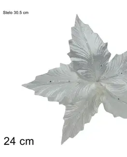 Vianočné dekorácie MAKRO - Kvet vianočný 24cm zápich
