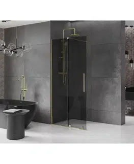 Sprchové dvere MEXEN/S - Velar Sprchová zástena posuvná Walk-in 90 x 200, grafit 8 mm, zlato 871-090-000-43-50