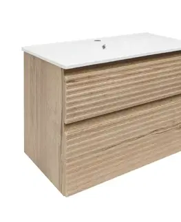 Kúpeľňový nábytok Kúpeľňová skrinka 2 zásuvková s umývadlom Naturel Savona 78x53x44, 8 cm dub Halifax mat SAVONA280DH SAVONA280DH