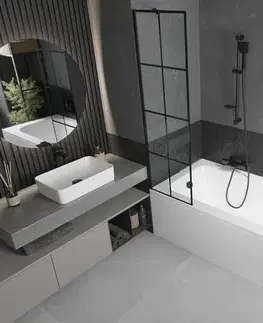 Sprchové dvere MEXEN/S - Vega obdĺžniková vaňa 180 x 80 cm s panelom + vaňová zástena 50, čierna vzor 550118080X9505007077