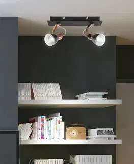 Nástenné svetlá Nástenná lampa s krycou páskou 2X50W GU10 čierna/medená MARKUS