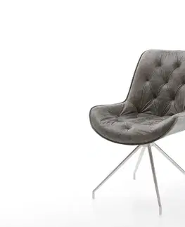 Jedálenské stoličky DELIFE Jedálenská stolička Taimi-Flex mikrovlákno sivá vintage krížová podstava zúžená nerezová oceľ