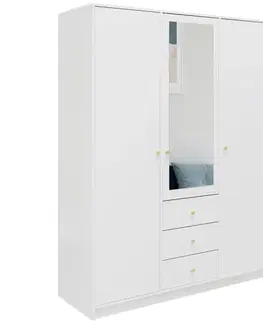 Šatníkové skrine Skriňa Siena D3 biela / zrkadlo