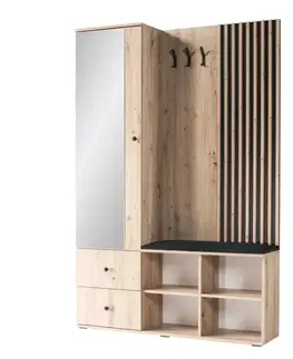 Predsieňové steny KONDELA Koli C predsieň dub artisan / čierna