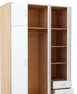 Šatníkové skrine Skriňa VILMA 6D3S, dub sonoma/biela