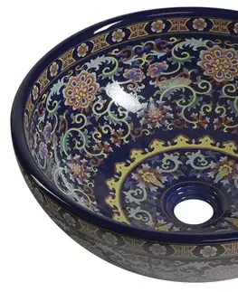 Umývadlá SAPHO - PRIORI keramické umývadlo na dosku, priemer 41cm, fialová se vzorom PI022