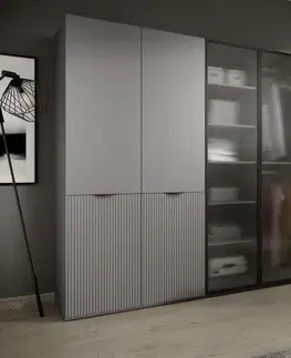 Šatníkové skrine ArtPS Šatníková skriňa FLEXON | sivá / Antisol