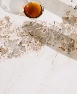 Konferenčné stolíky DELIFE Konferenčný stolík Skafi 100x40 cm keramika Minas melange metalická zlatá
