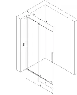 Sprchové dvere MEXEN/S - Velar L Sprchová zástena posuvná Walk-in 120 x 200, dekor 8 mm, čierna 871-120-003-33-70