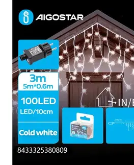 LED osvetlenie  B.V.  - vonkajší LED svetelný reťazec 100xLED/8 funkcií 8x0,6m IP44 studená biela B103031QG
