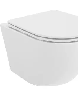 Záchody MEXEN/S - Lena Závesná WC misa Rimless Tornado vrátane sedátka s slow slim, duroplast, biela lesk 30220300T