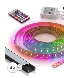 LED osvetlenie SmartLED SADA 1x LED RGBW pásik DIGITAL LED/9,6W/230V 3 m + 3x zapustený profil 1 m + diaľkové ovládanie 3xSD0029+1xW4306