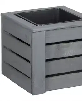 Záhrada Drevený obal na kvety Kwartet I šedá