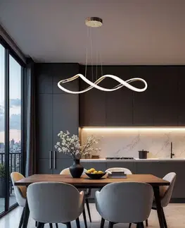 Stropná svetla SNELLO lampa wisząca złoty 32W LED 3000, 4500, 6500K kryształki bezbarwne