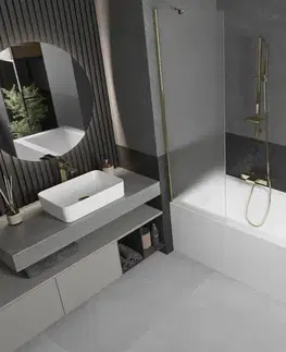 Sprchové dvere MEXEN/S - Next vaňová zástena FIX 60 x 150, dekor, zlatá 895-060-000-00-30-50