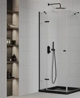 Vane MEXEN/S - Roma sprchovací kút 90x90, transparent, čierna + čierna vanička so sifónom 854-090-090-70-00-4070B