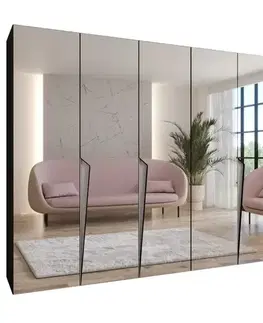 Šatníkové skrine Skriňa Piano 3-300 (2x150) čierna/kašmír