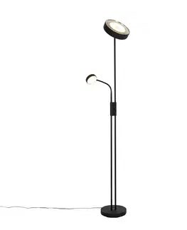 Stojace lampy Stojaca lampa čierna vrátane LED a stmievača so svetlom na čítanie - Kelso